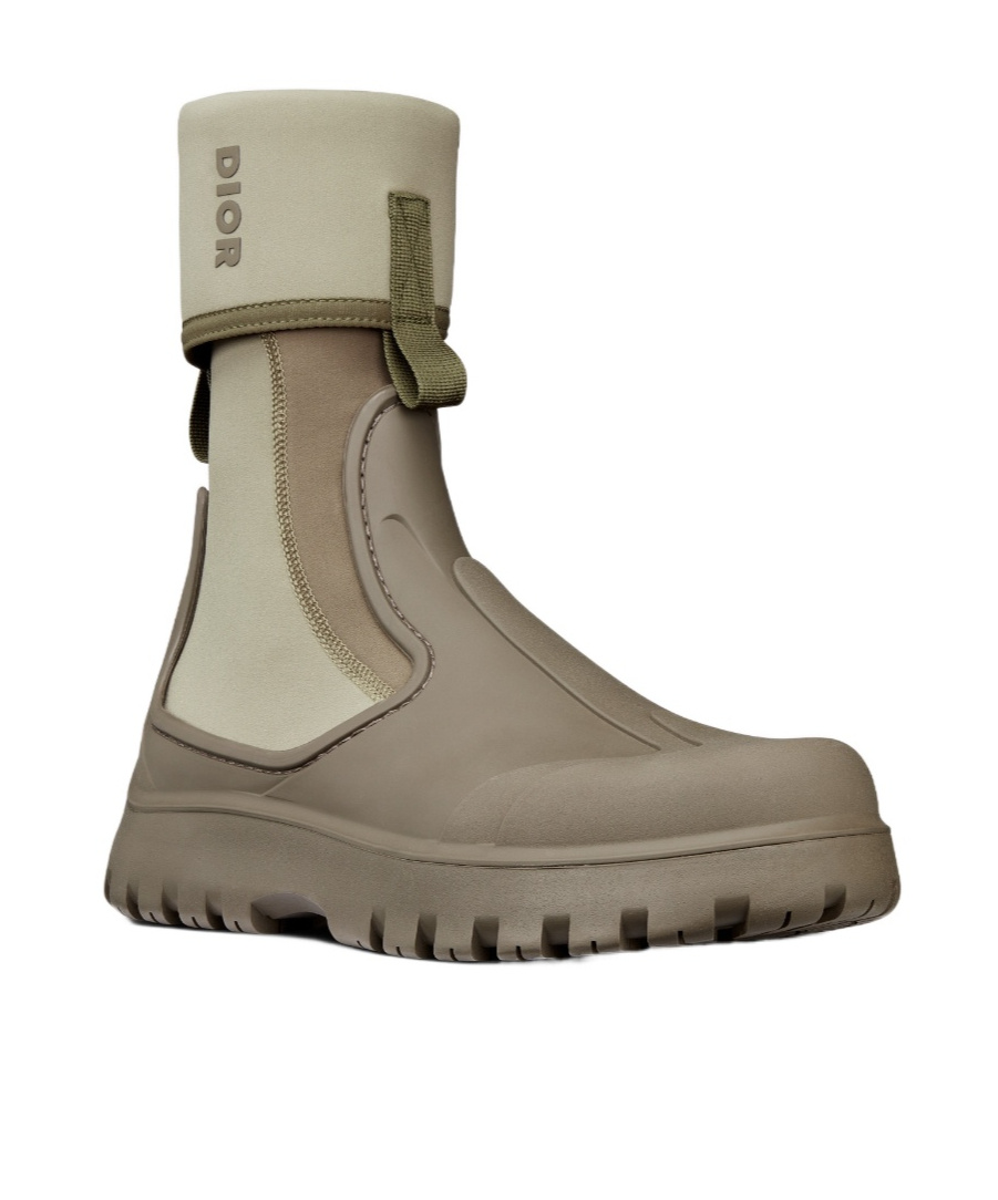 Dior Homme Man Ankle Boots Khaki Size 12 Textile Fibers In Nude