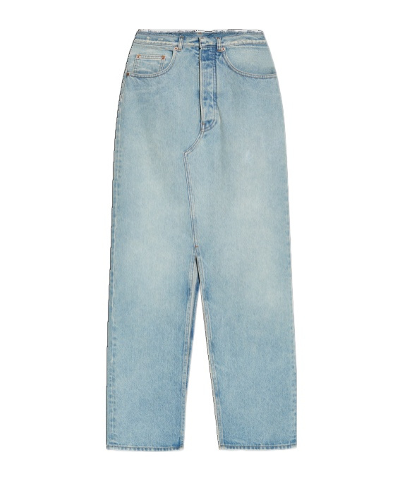 Mm6 Maison Margiela Slit Denim Maxi-skirt In Gray