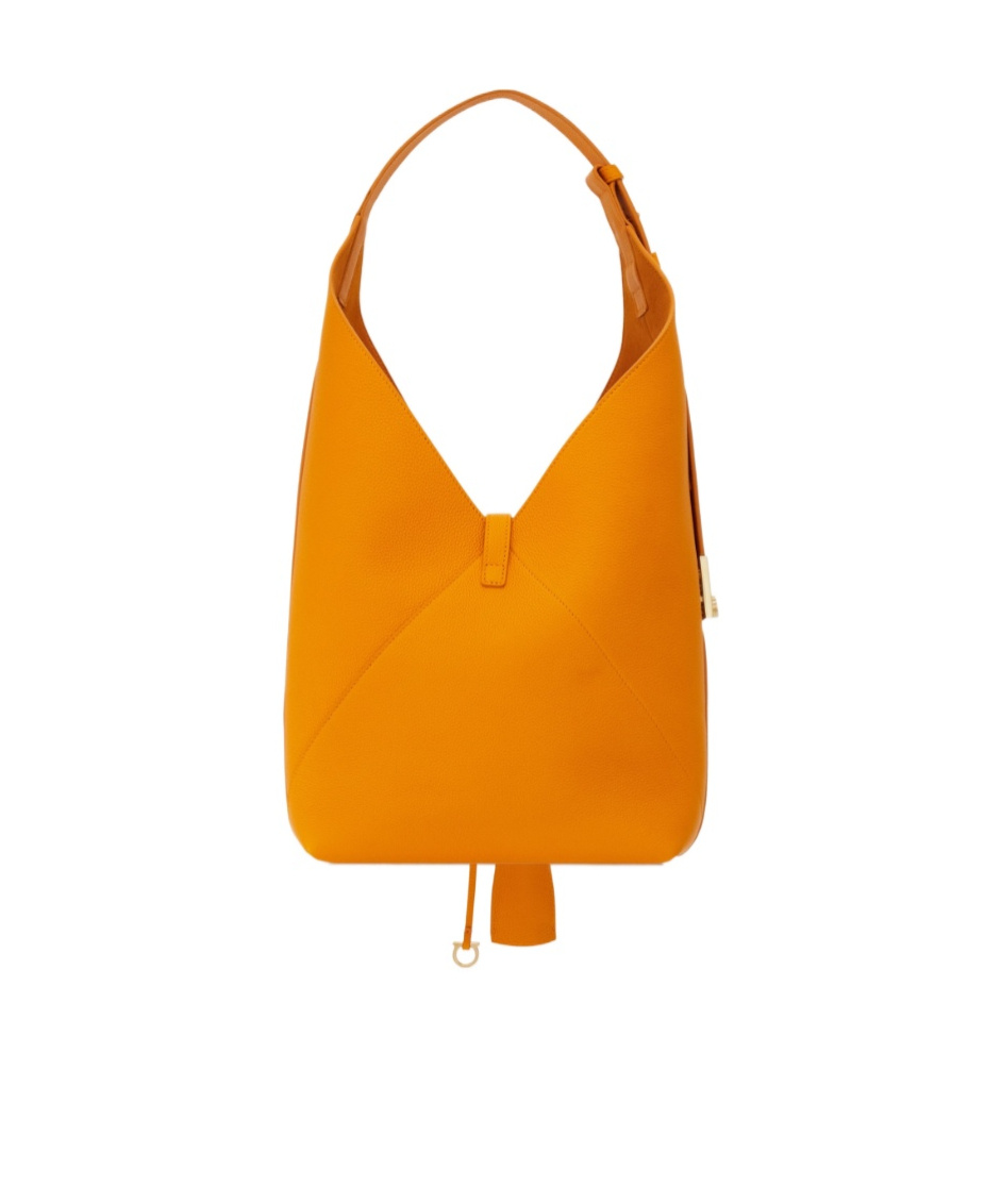 Ferragamo V-shaped Hobo Bag (m) In Brown