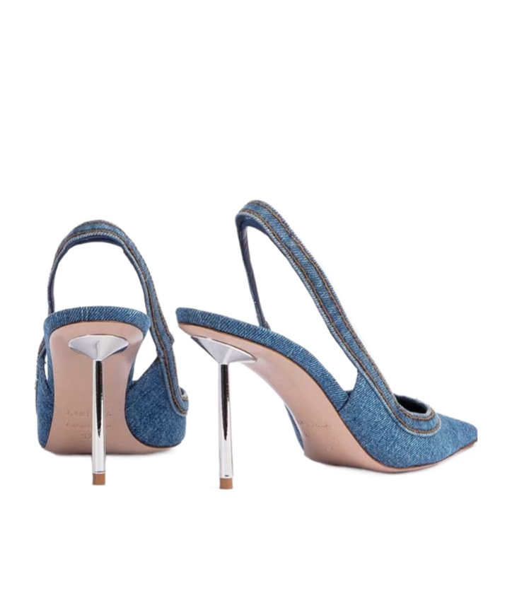 Le Silla Bella Slingback Pumps With Metallic Stiletto Heel In Blue