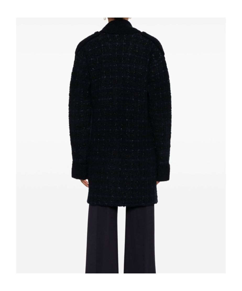 Twinset Check Coat In Black