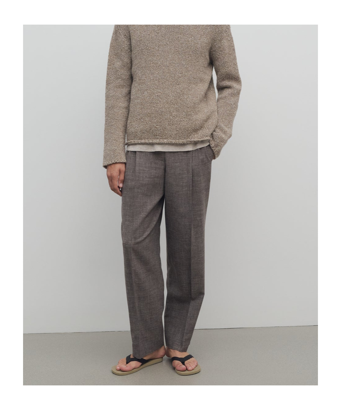 The Row Silas Pant In Silk, Linen, And Virgin Wool In Dark Brown