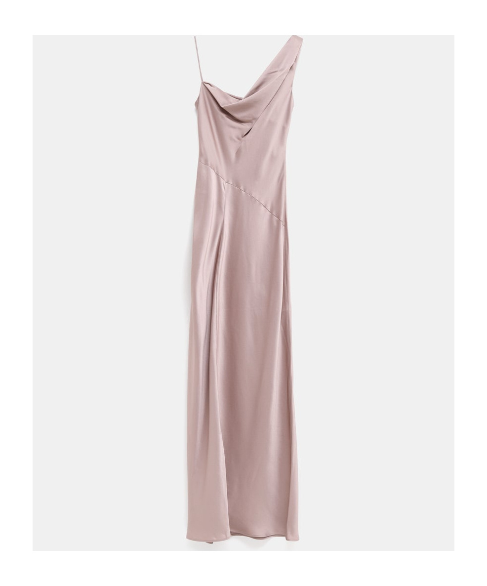 Dries Van Noten Deyon Draped One-shoulder Gown With Ruffle Detail In Nude