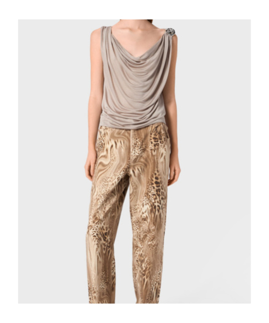 Blumarine Jersey Top With Metal Rose Decoration In Pink