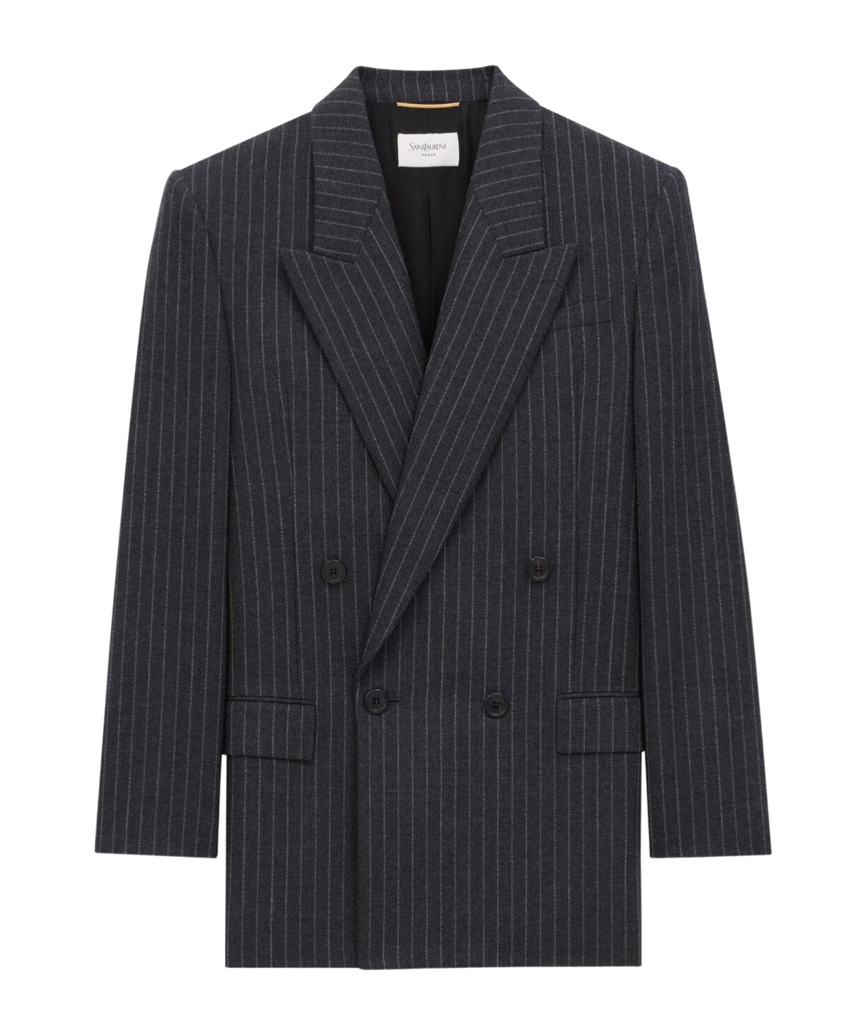 Saint Laurent Virgin Wool Pinstripe Blazer In Black