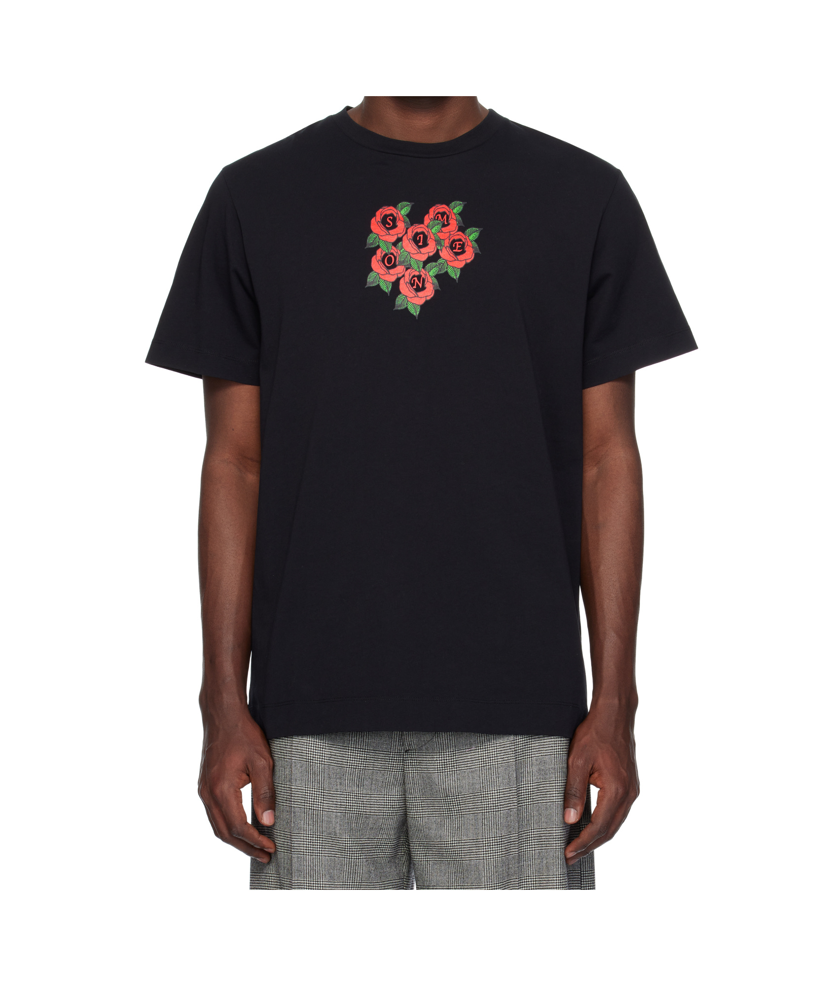 Simone Rocha Cluster Rose Logo Print T-shirt In Black