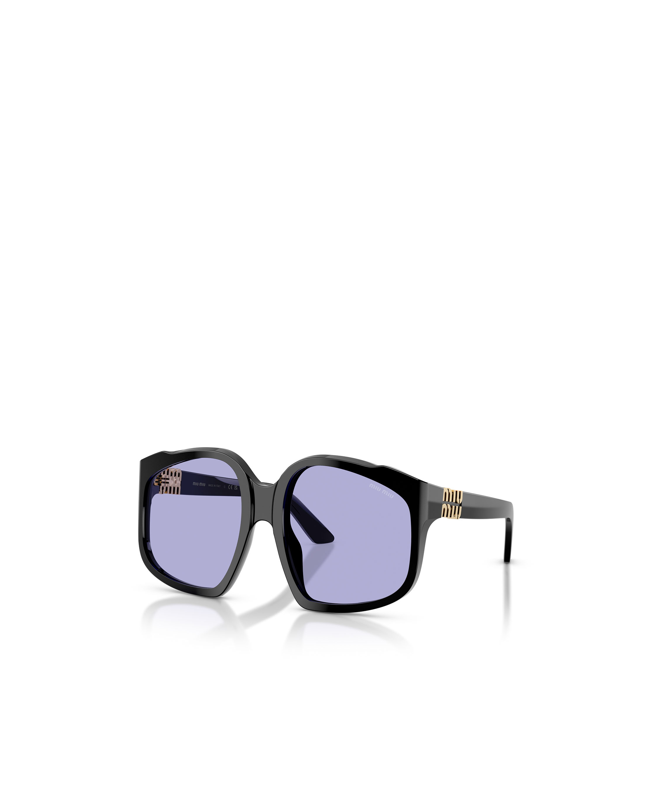 Miu Miu Oversized Geometric Frame Sunglasses With Elegant Detailing In Blue