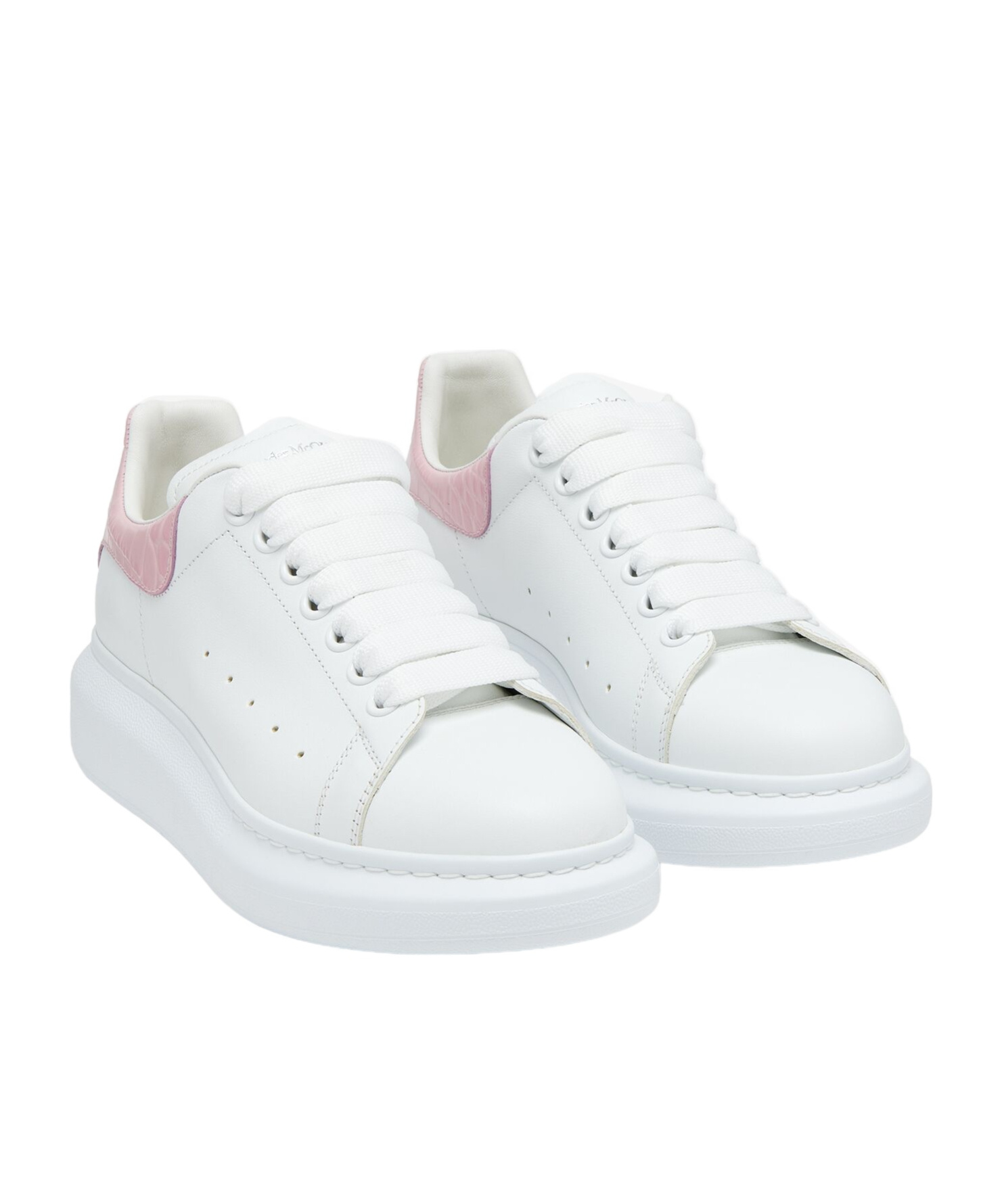 Alexander Mcqueen Oversized Snakeskin-embossed Leather Sneakers In White