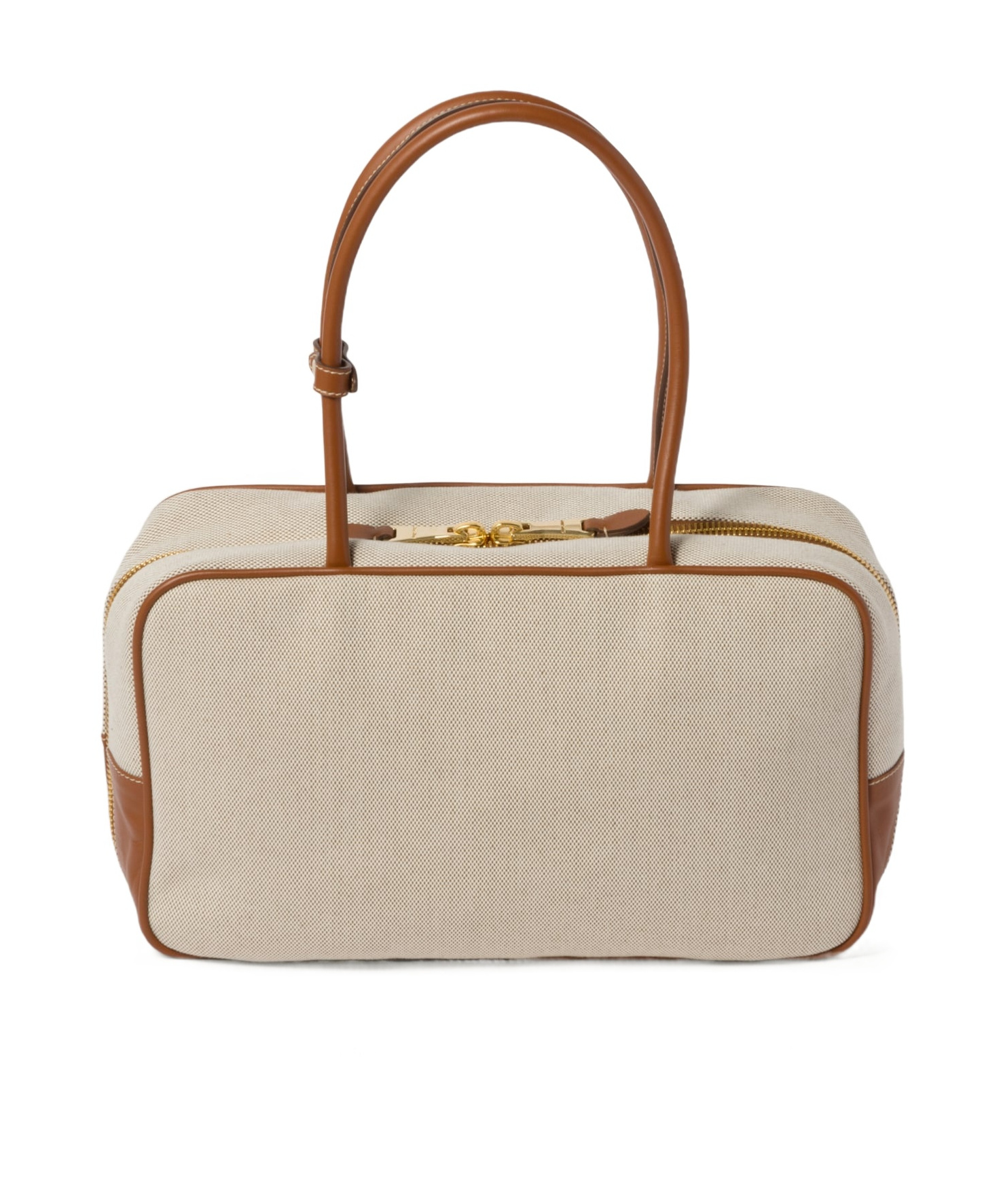 Shop Miu Miu Beau Canvas And Leather Bag