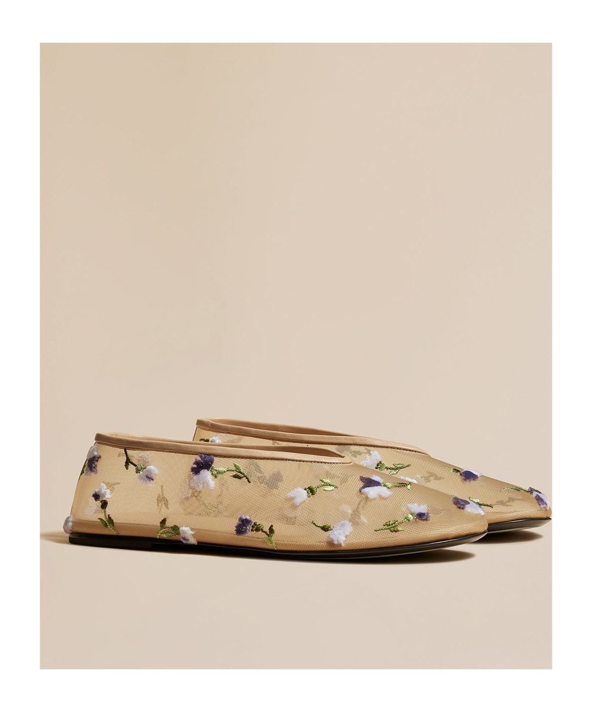 Shop Khaite The Marcy Floral-embroidered Ballerina Shoes In Nude