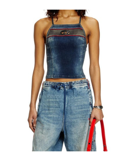 Diesel Two-color Denim Sling In Blue