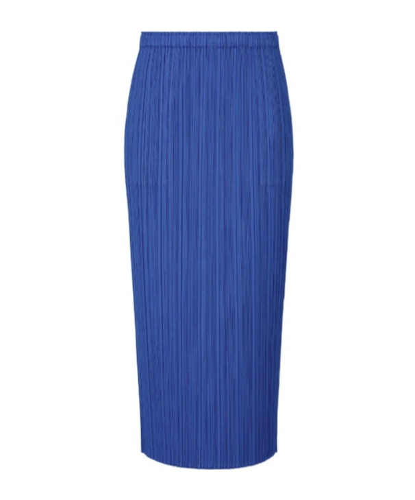 Issey Miyake Pleated Midi Skirt In Blue