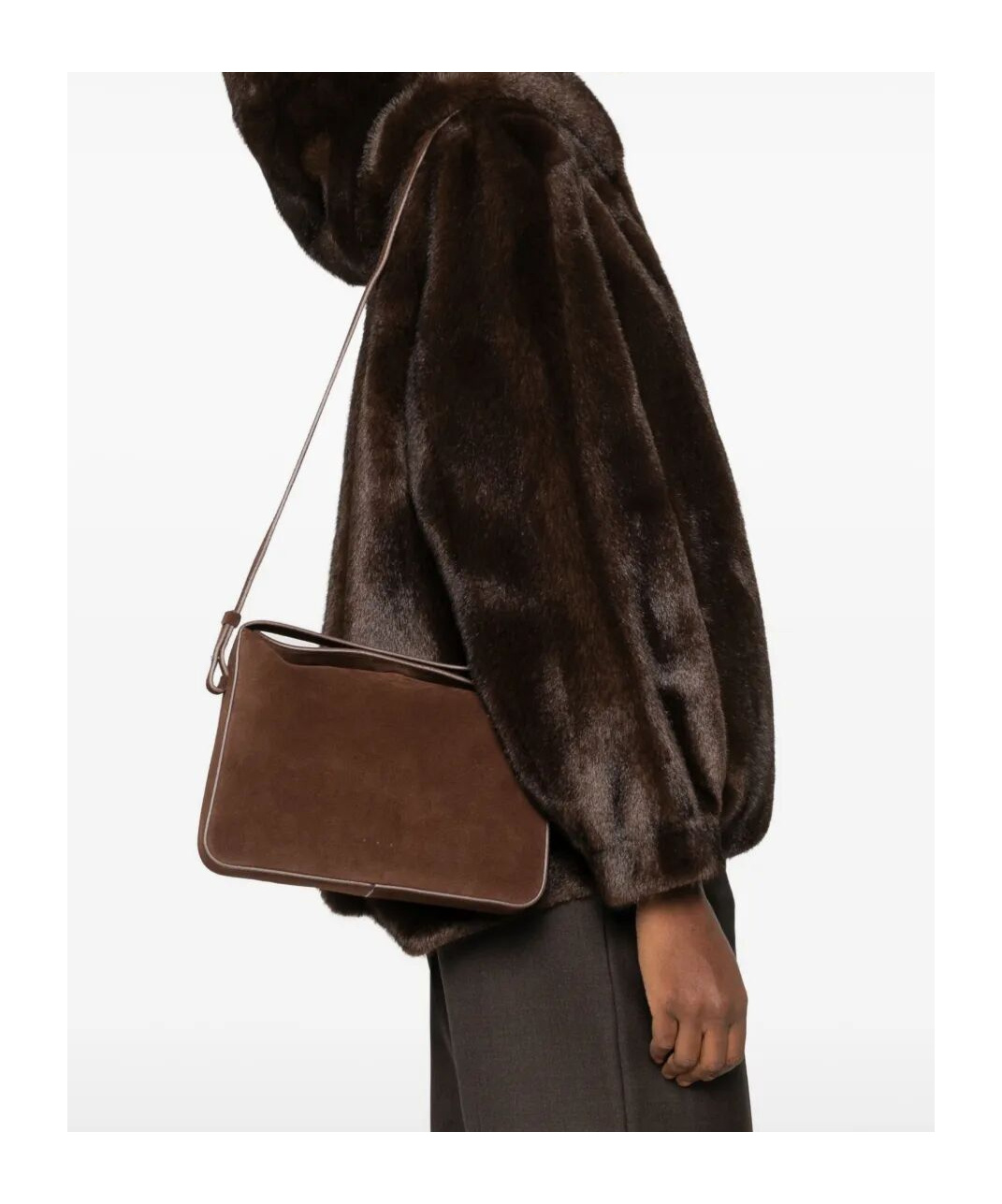 Aesther Ekme Soft Baguette Crossbody Bag 238 Suede Cocoa In Brown