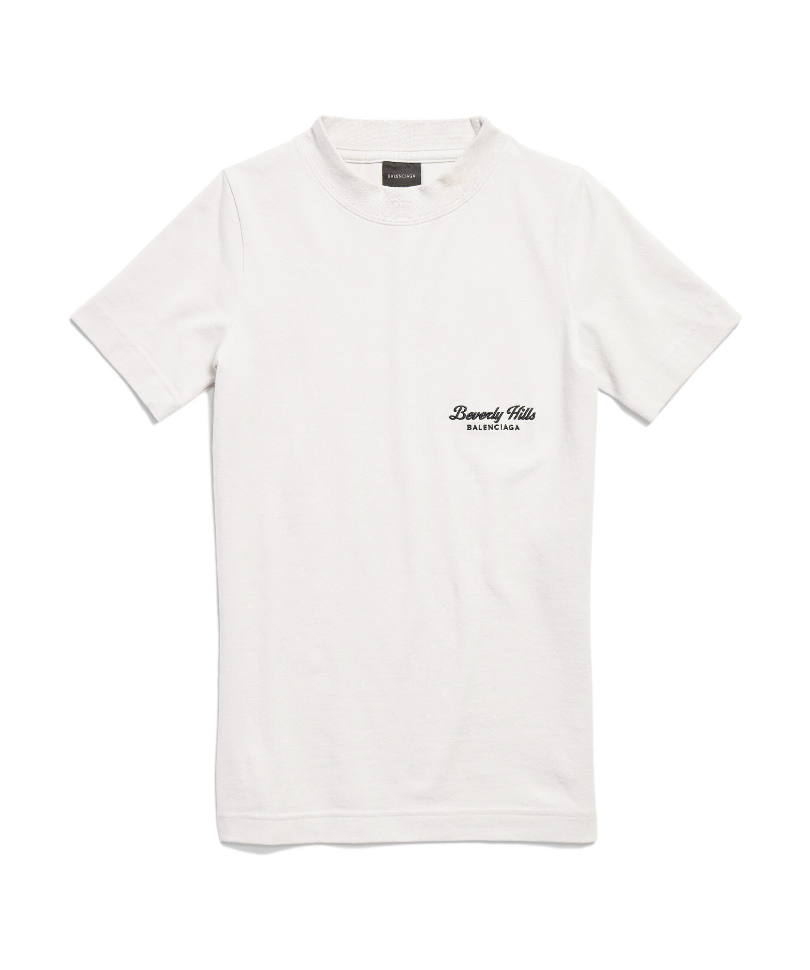 Balenciaga Beverly Hills T-shirt With Rib Knit Crewneck In White