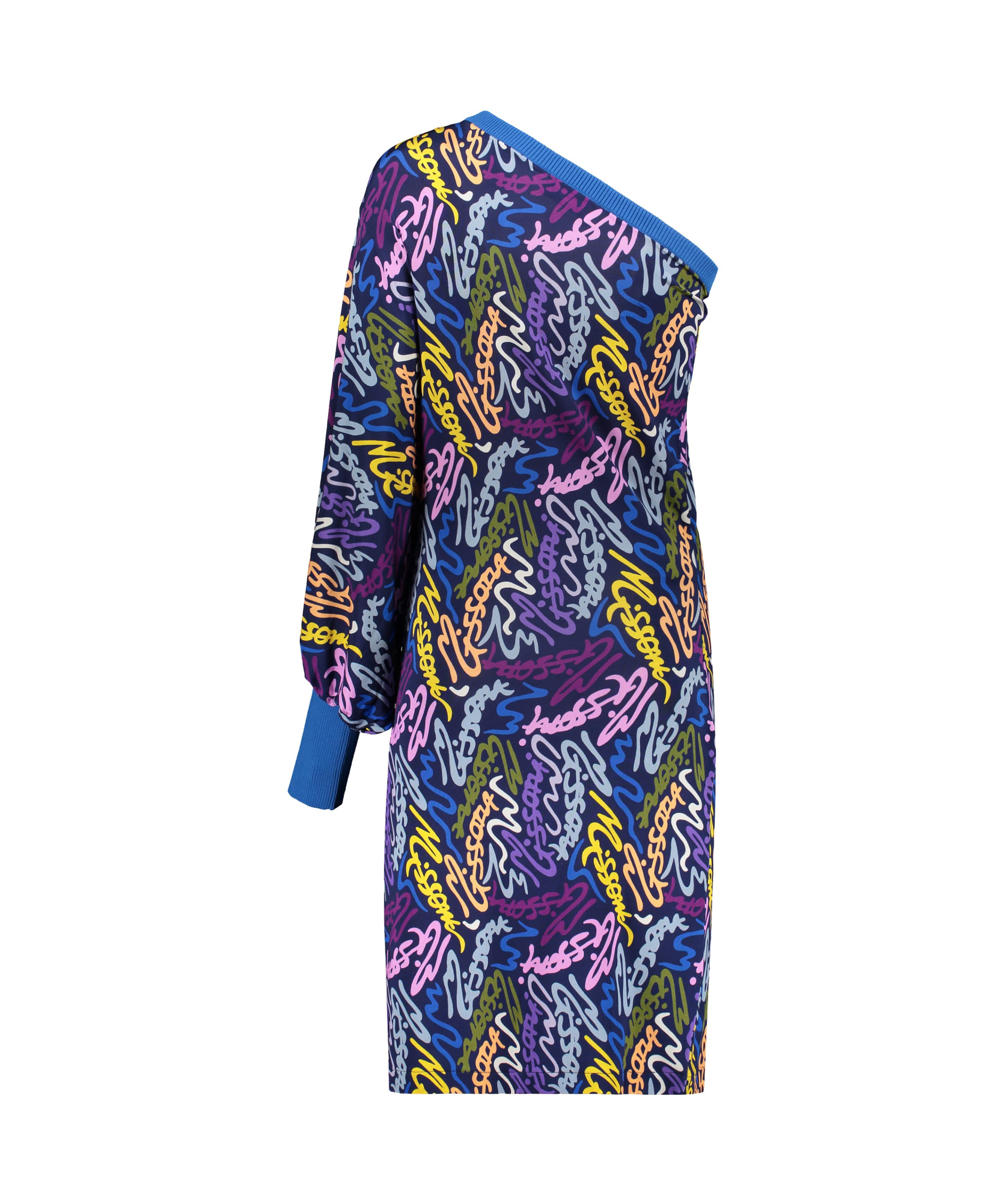 M Missoni One Shoulder Sheath Dress In Blue