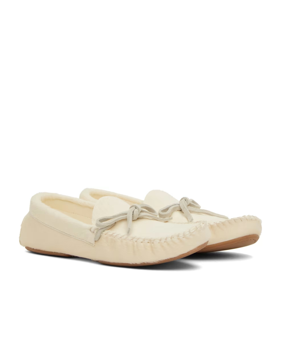 Shop The Row Lace Bow Loafers In Nude