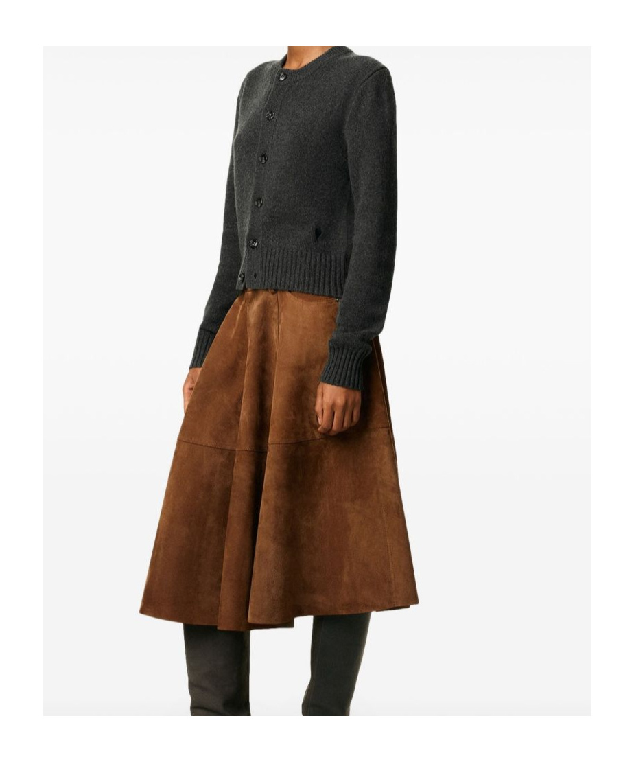 Ami Alexandre Mattiussi Embroidered Cashmere And Wool-blend Cardigan In Gray