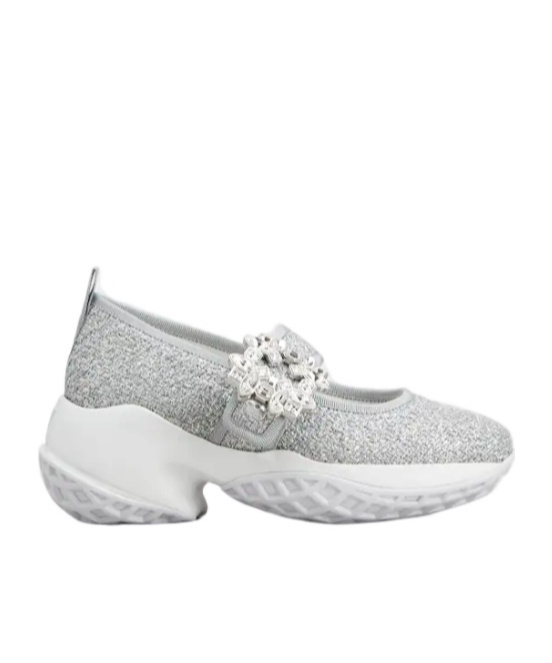 Roger Vivier Viv' Run Babies Sneakers In Lurex In Gray