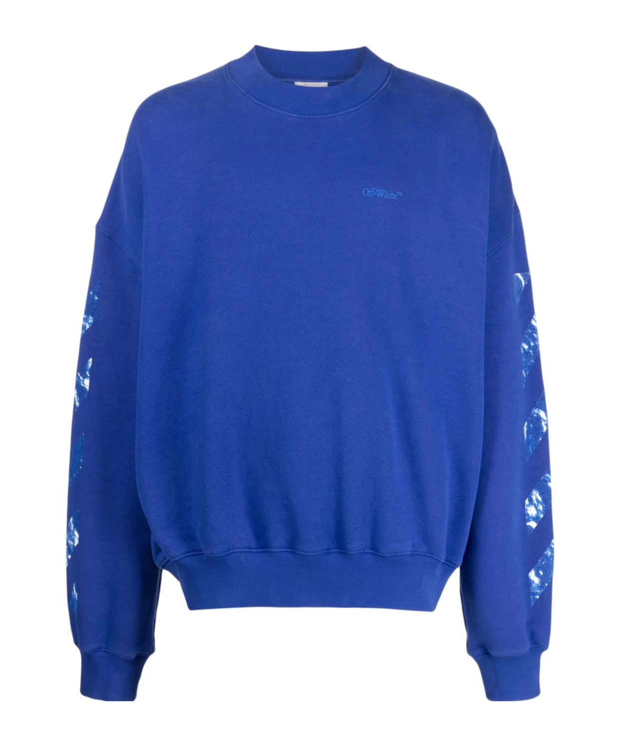 Off-white Moon Tab Cotton Hoodie In Blue