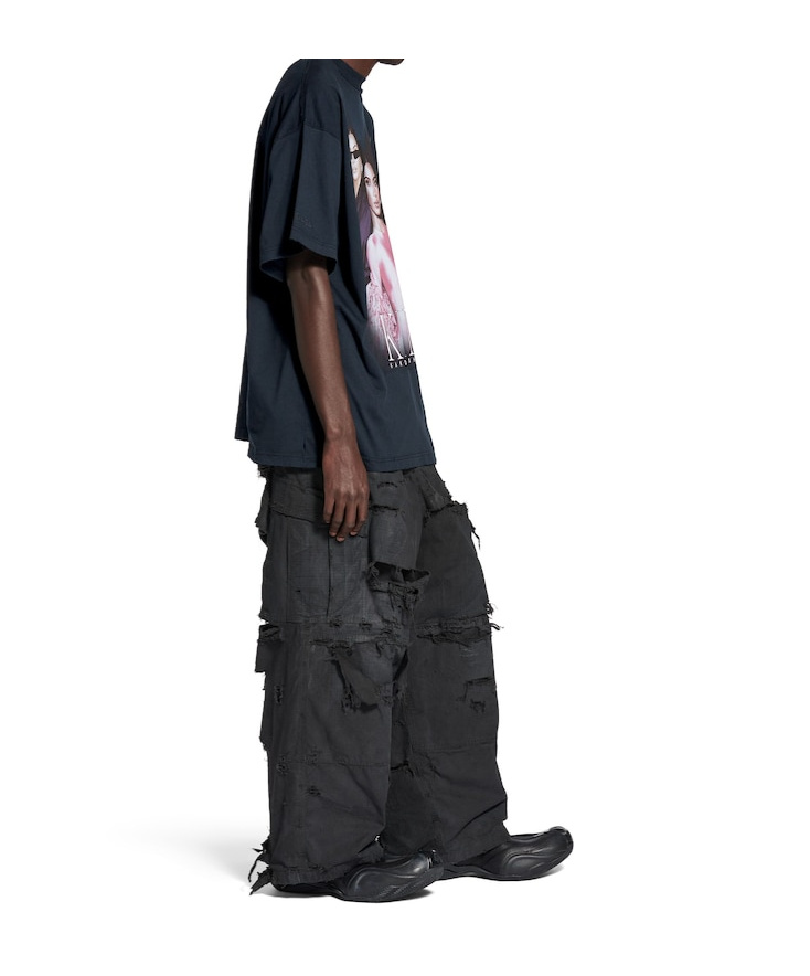 Balenciaga Kim K Printed Oversized T-shirt In Faded Black