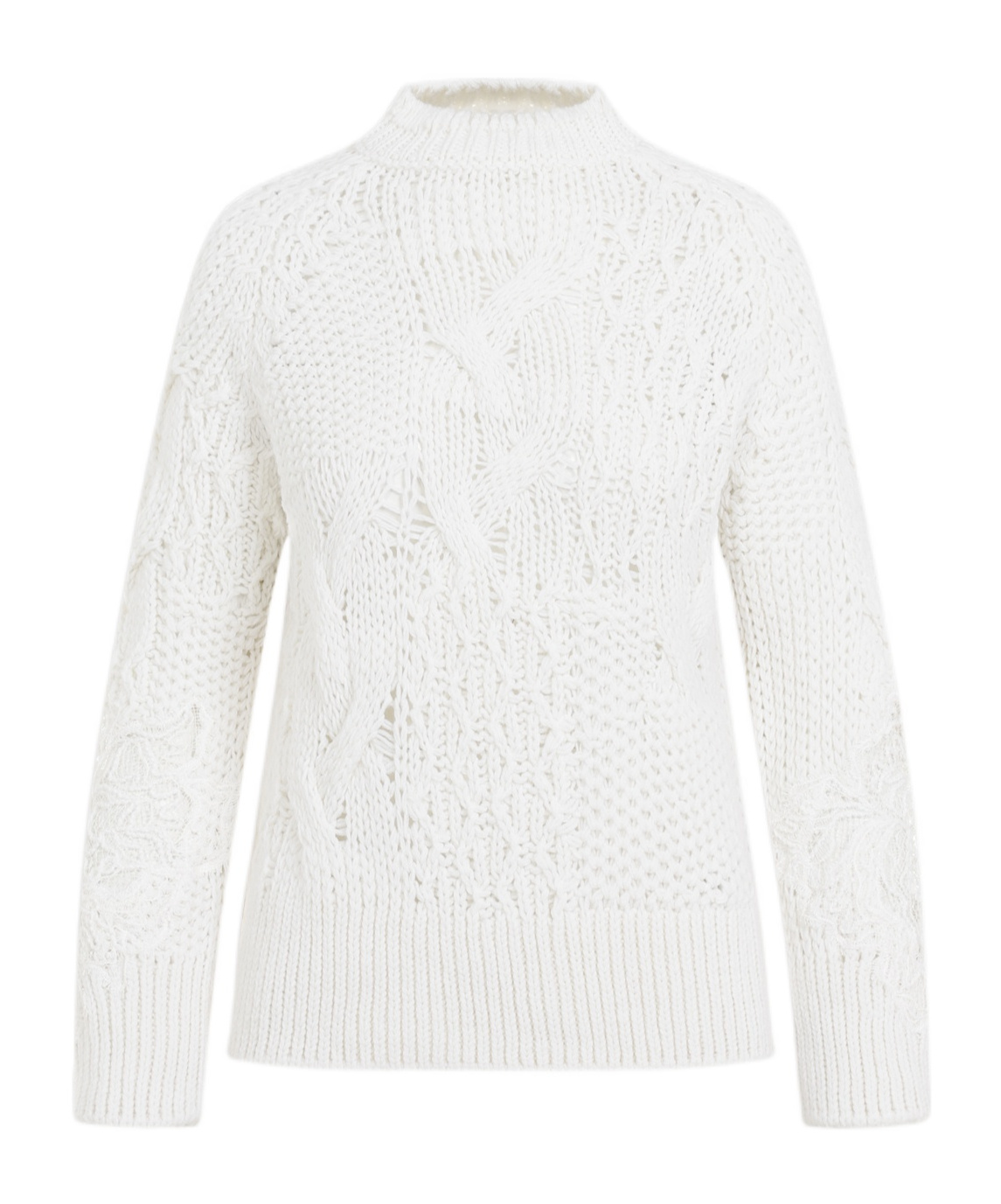 Ermanno Scervino Lace-detail Virgin Wool Blend Jumper In White
