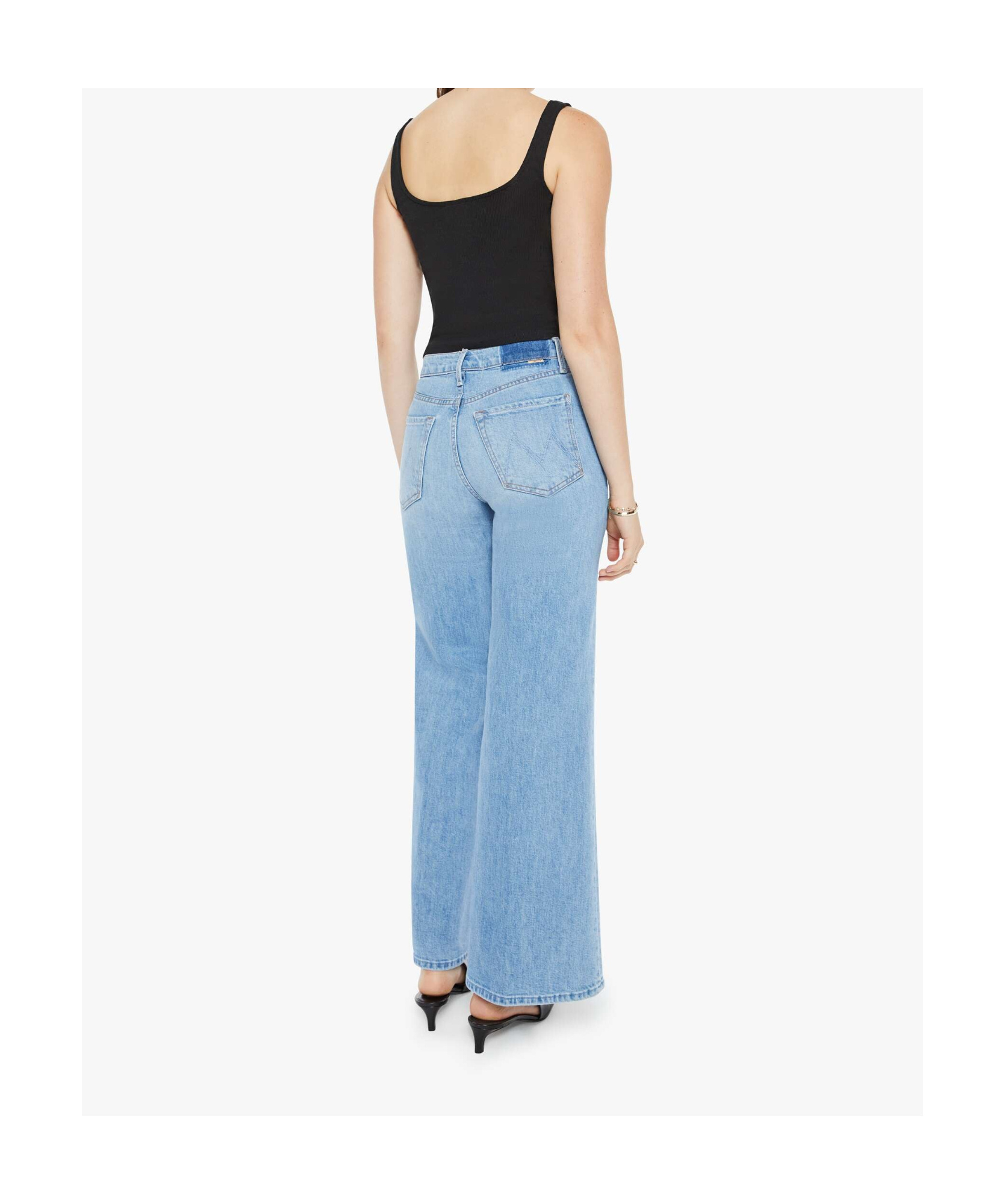 Mother The Twister Sneak Frayed Hems Flared Wide Leg Jeans In Blue