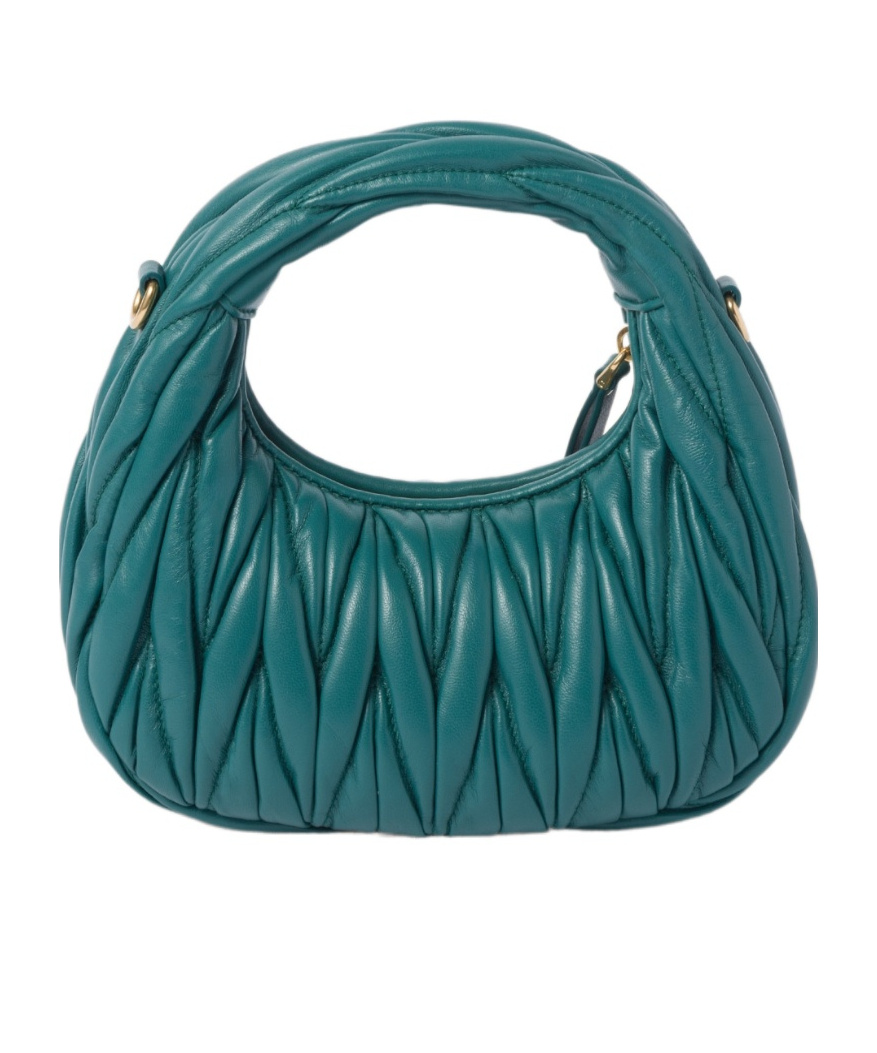 Miu Miu Mini Wander Quilted Leather Hobo Bag In Blue
