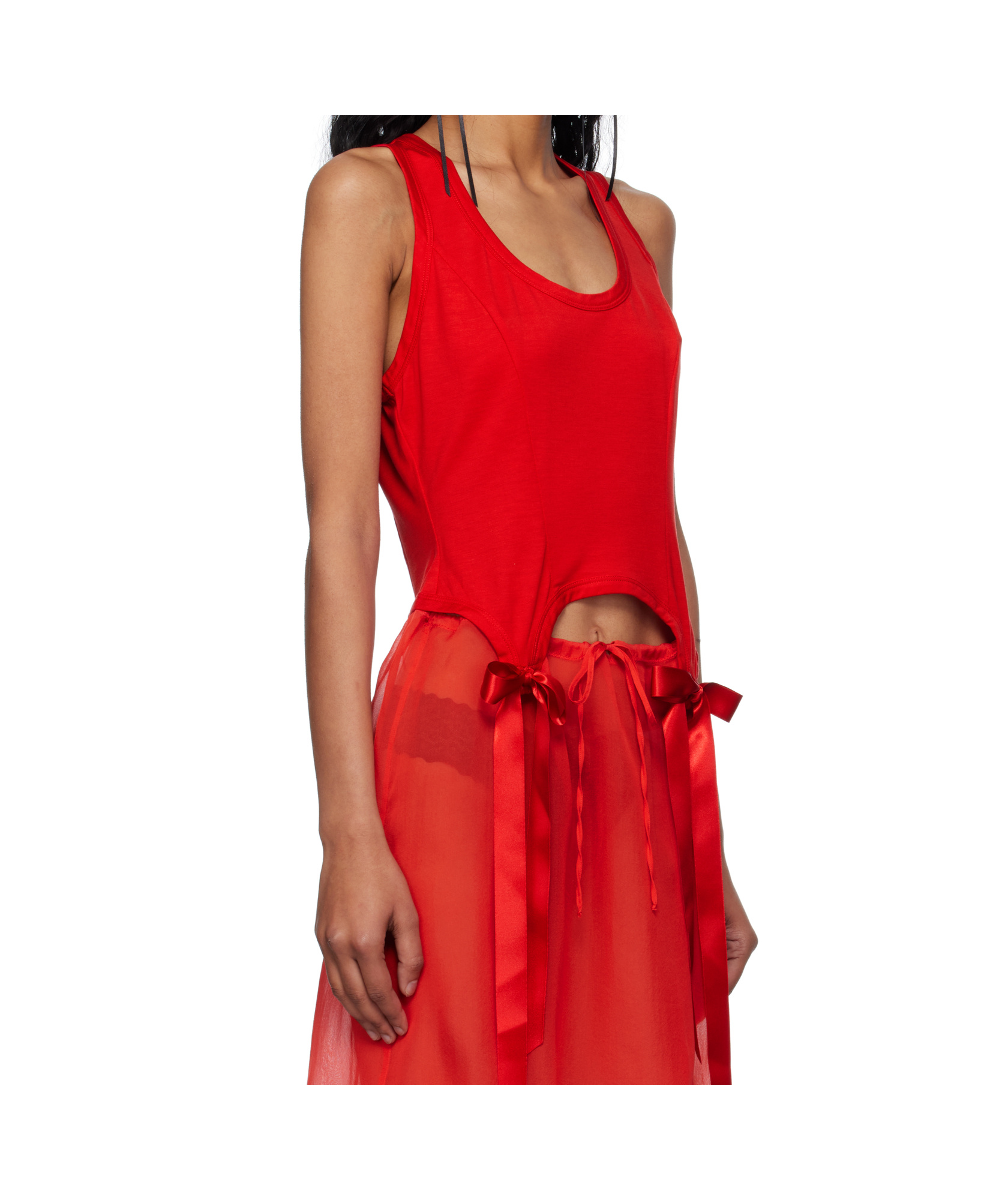 Simone Rocha Bow Tail Easy Vest In Red