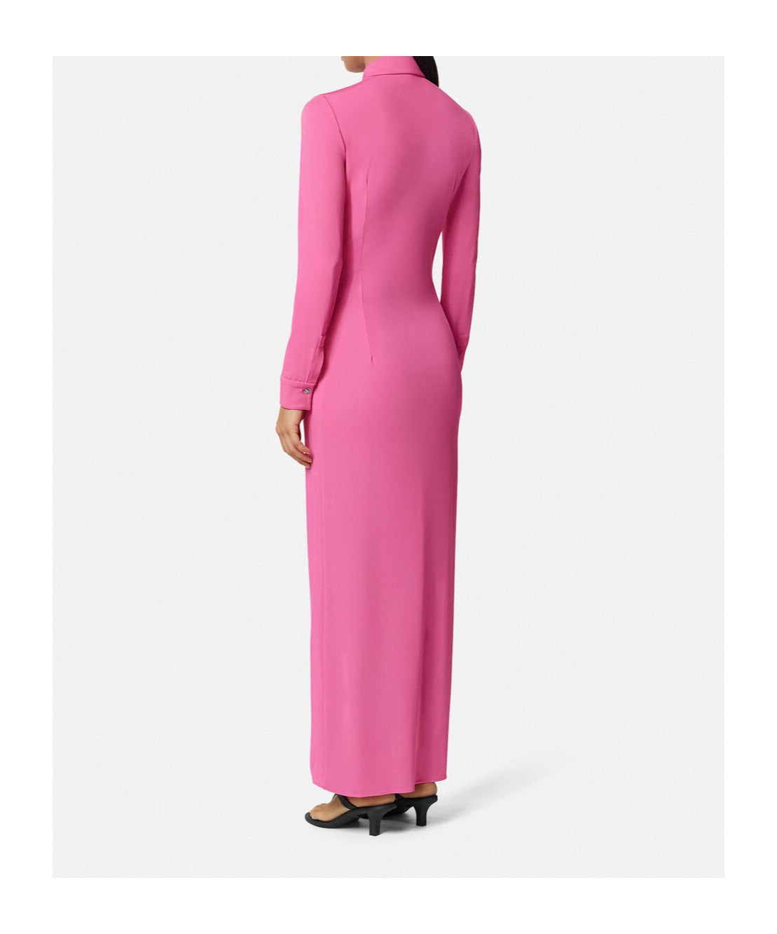 Versace La Vacanza Crepe-jersey Maxi Shirt Dress In Pink