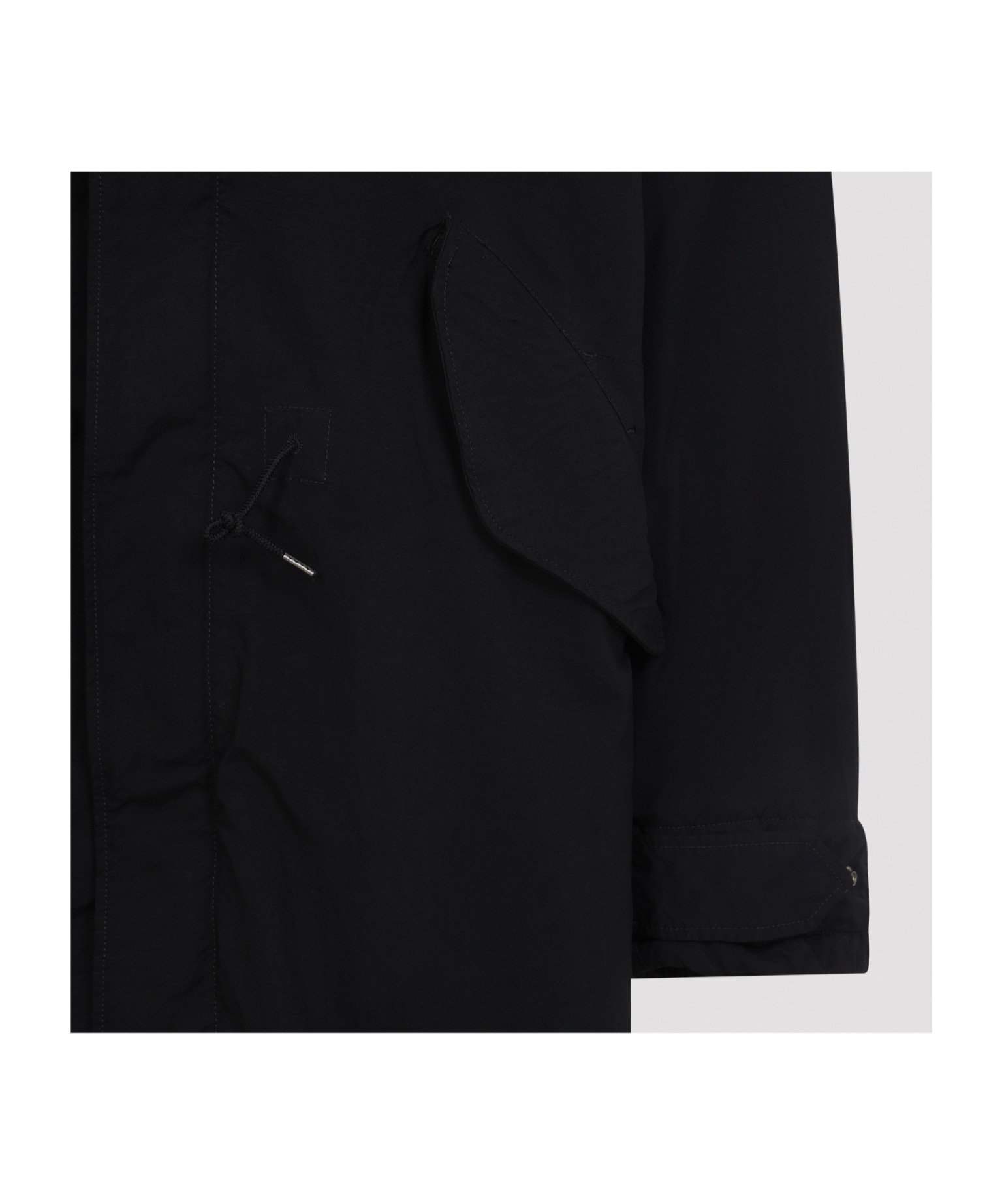C.p. Company Long Jacket With Adjustable Cuffs And Hood In Black