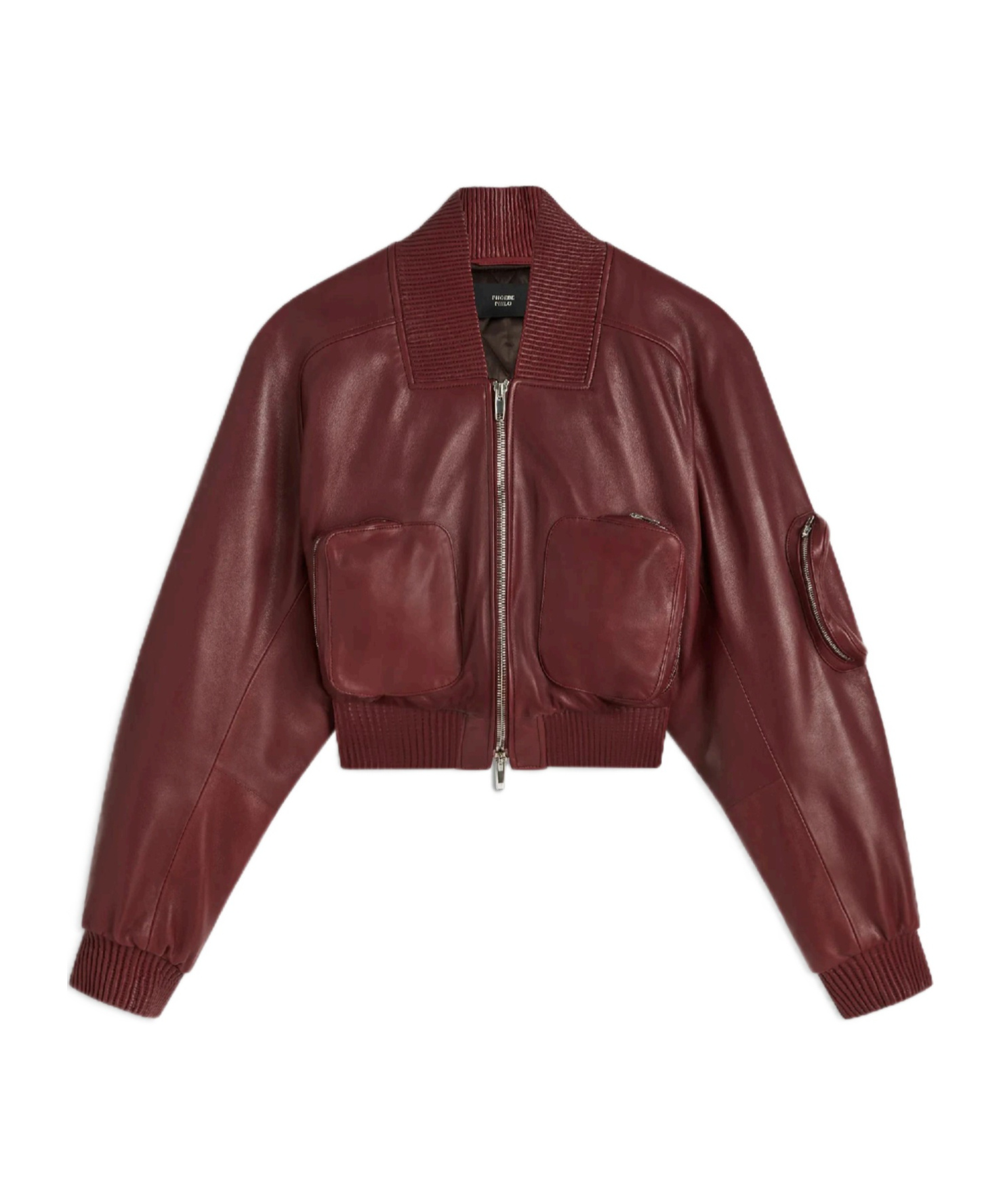 Phoebe Philo Zip-front Leather Bomber Jacket In Brick Red