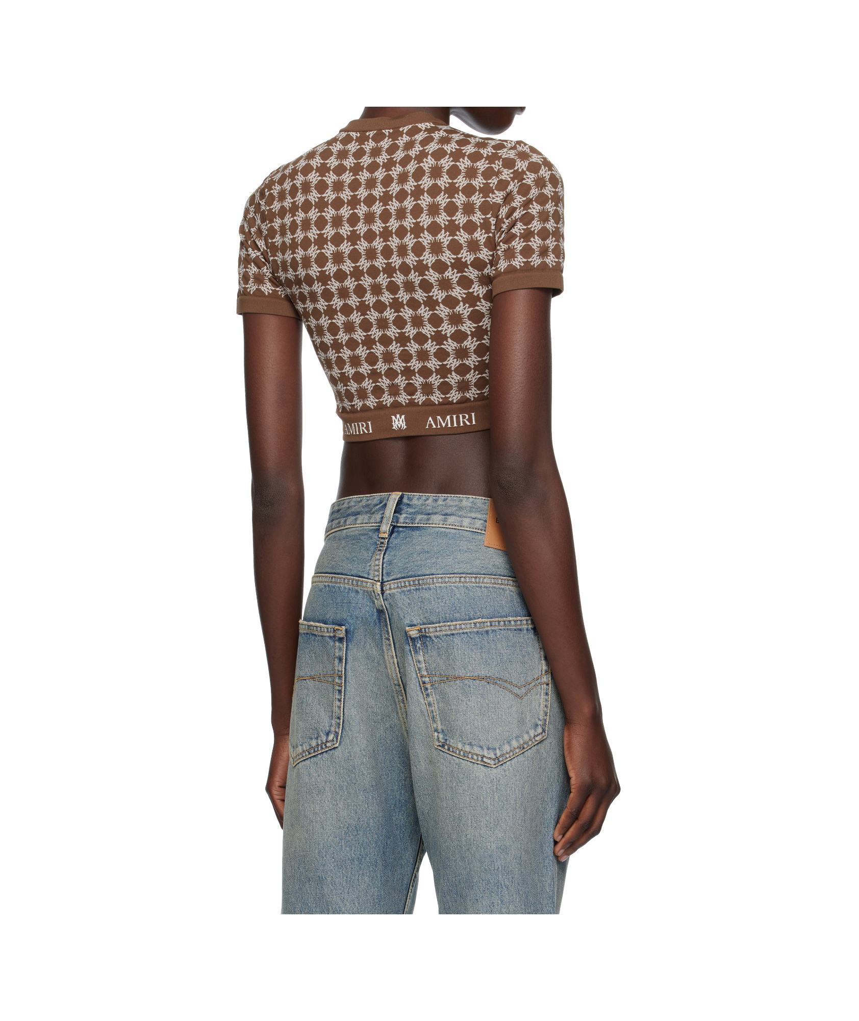 Amiri Ma Quad Seamless Short Sleeve Track Top In Brown