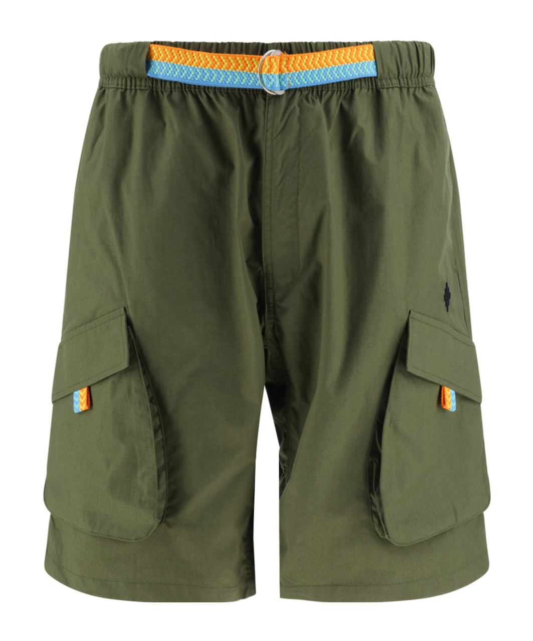 Shop Marcelo Burlon County Of Milan Contrasting-belt Cotton Cargo Shorts In Green