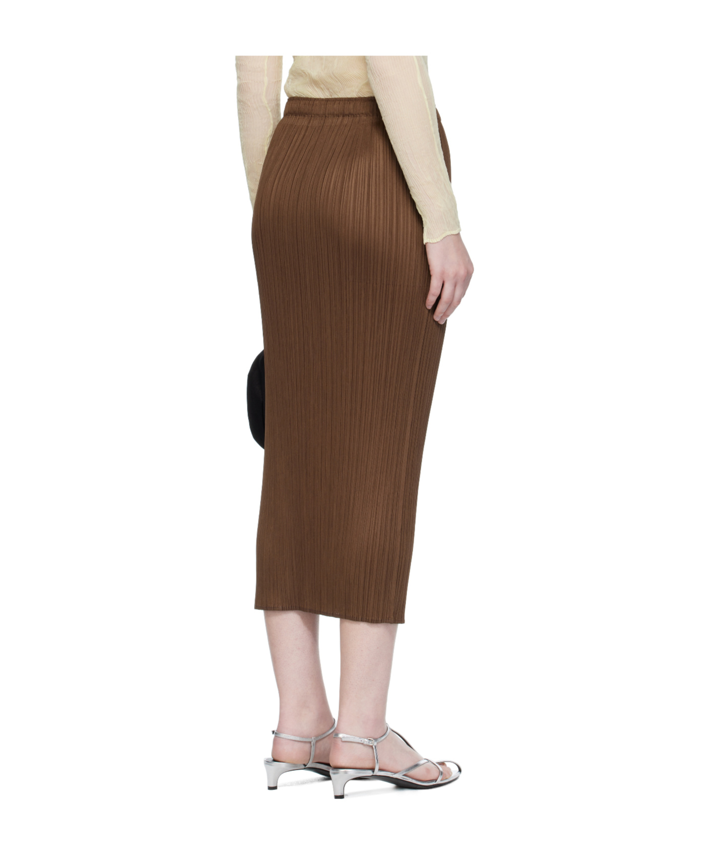Issey Miyake Brown New Colorful Basics 4 Midi Skirt In Brown