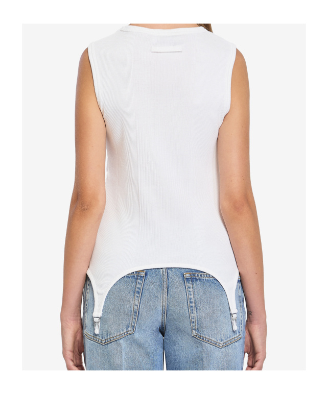 Jean Paul Gaultier Women Tank Top With Lingerie Garter In White