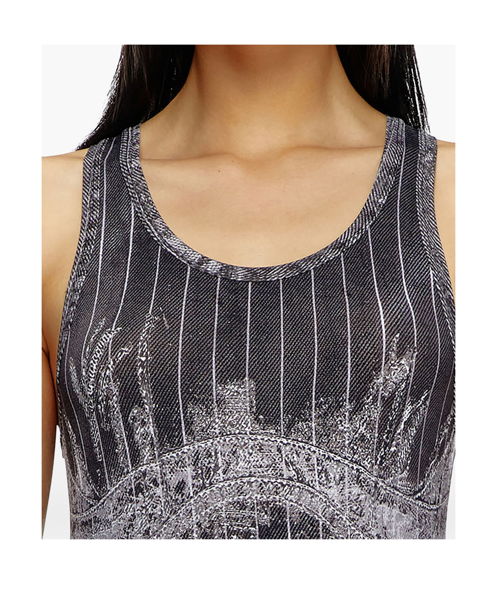 Diesel T-stripe Logo-embroidered Tank Top In Gray