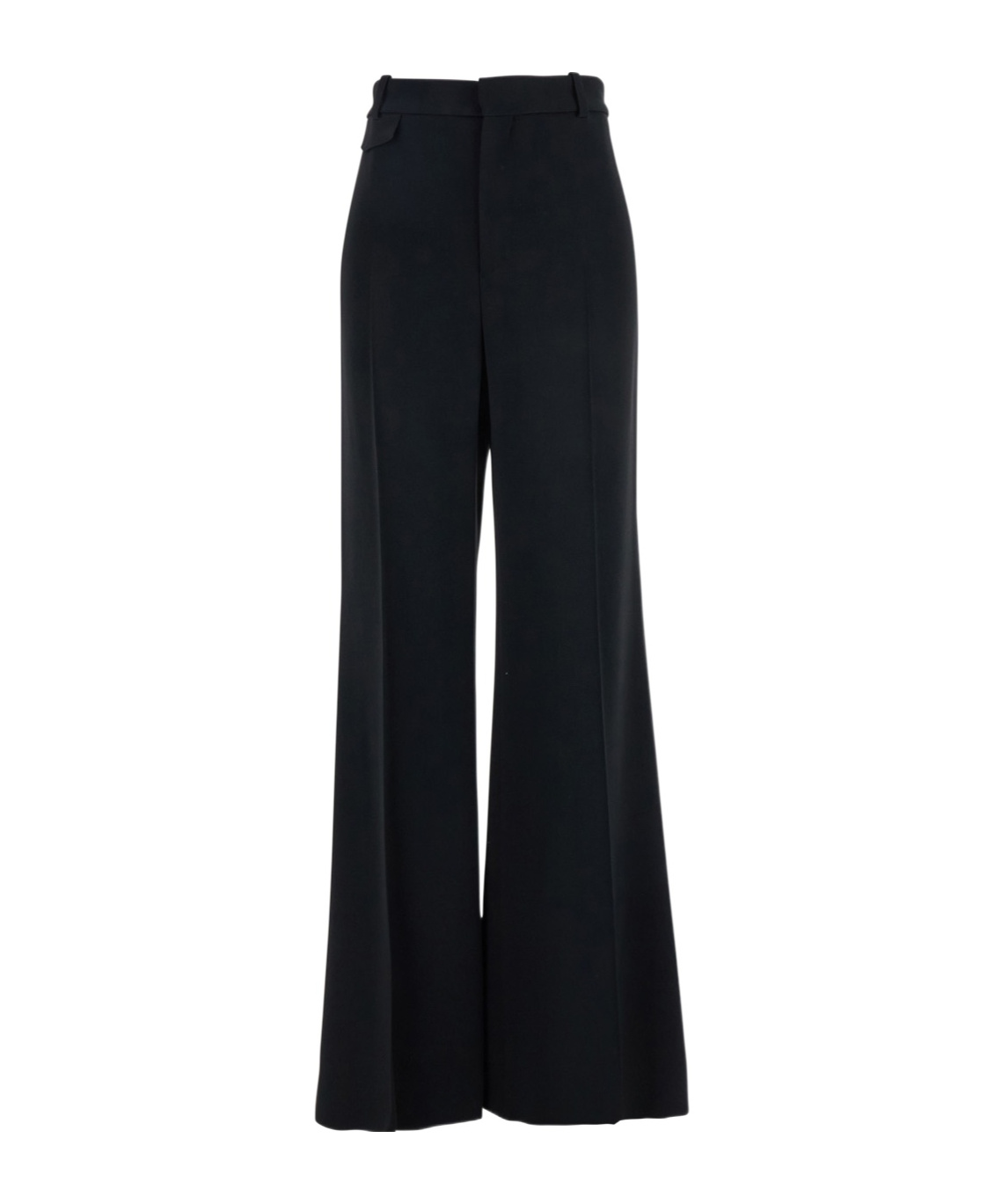 Chloé Flared Wool Trousers Asymmetrical Hems In Black