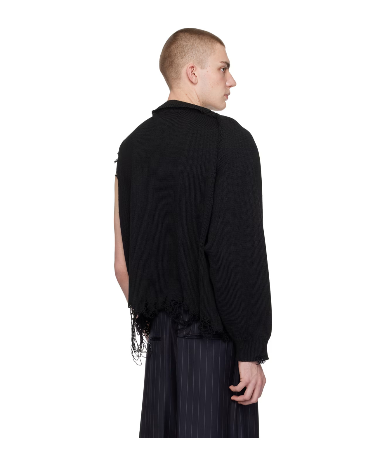 Doublet Asymmetrical Making Of Old Cardigans In Black