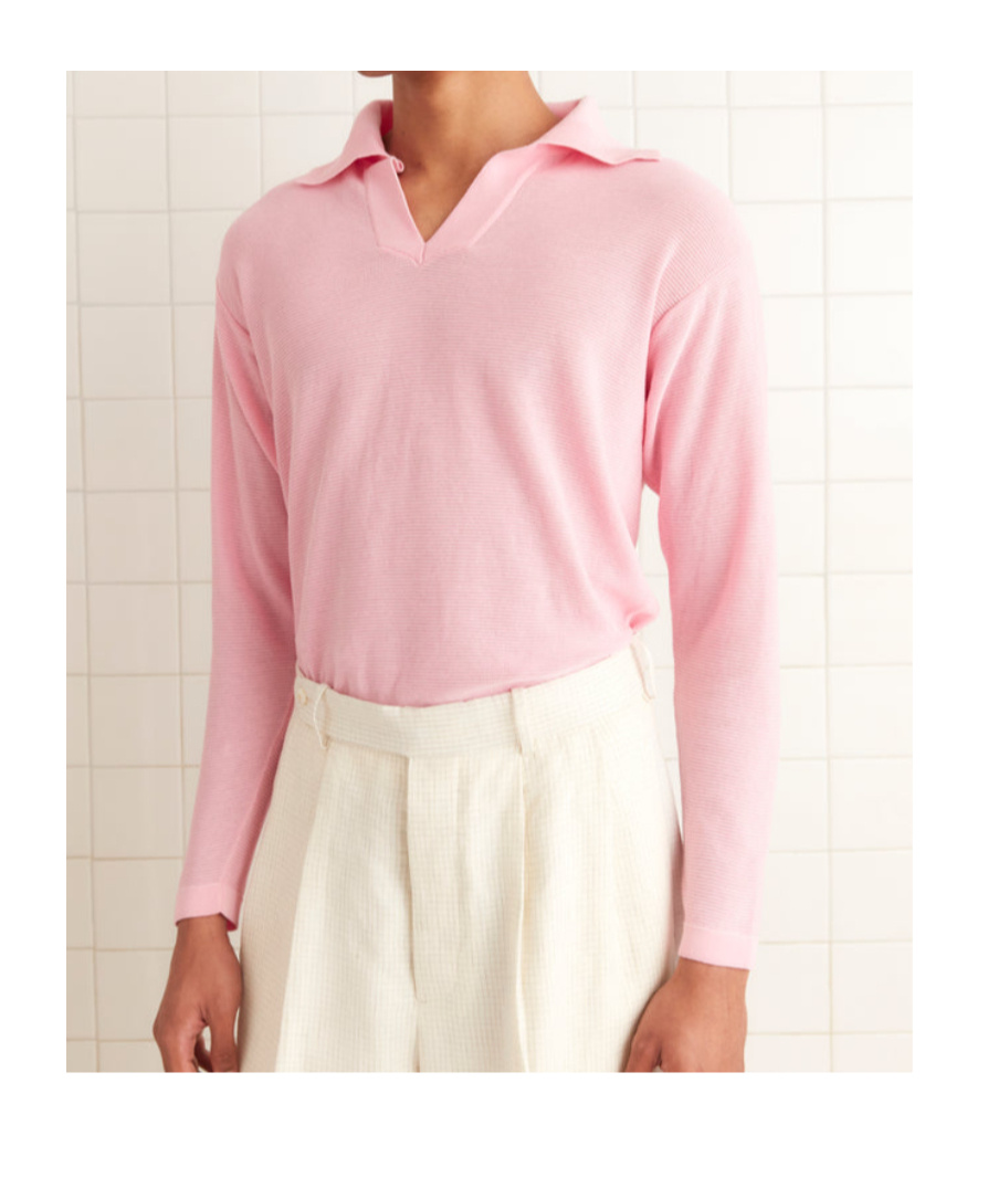 Bode Boxy Long Sleeve Polo In Multi