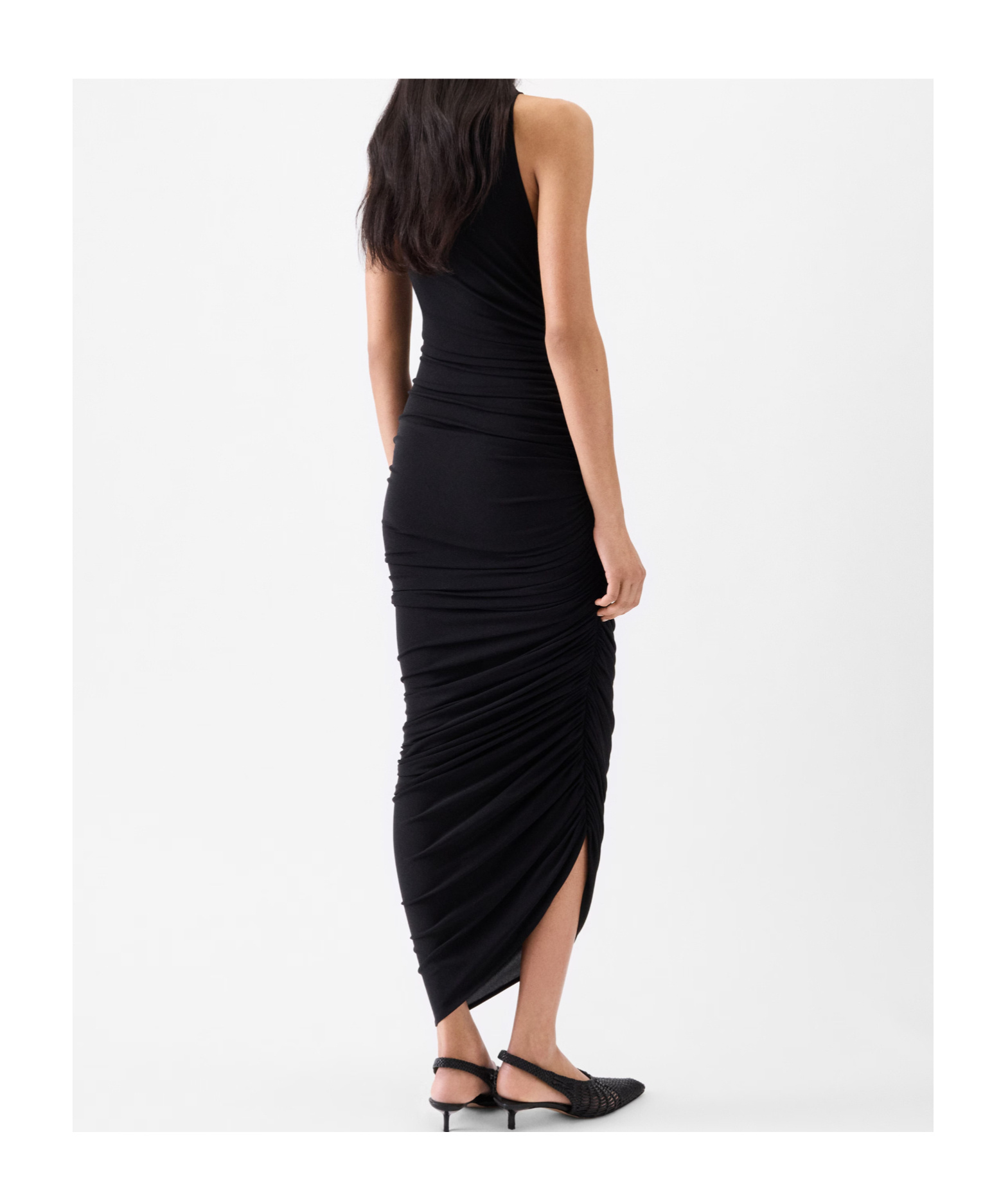 Jacquemus The Piazza Asymmetric Gathered Stretch-jersey Turtleneck Dress In Black