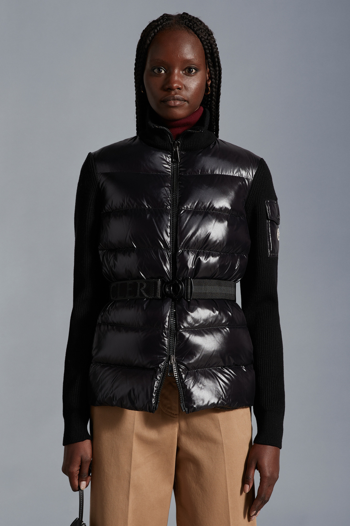 Moncler Panelled Down-filled Jacket In Black