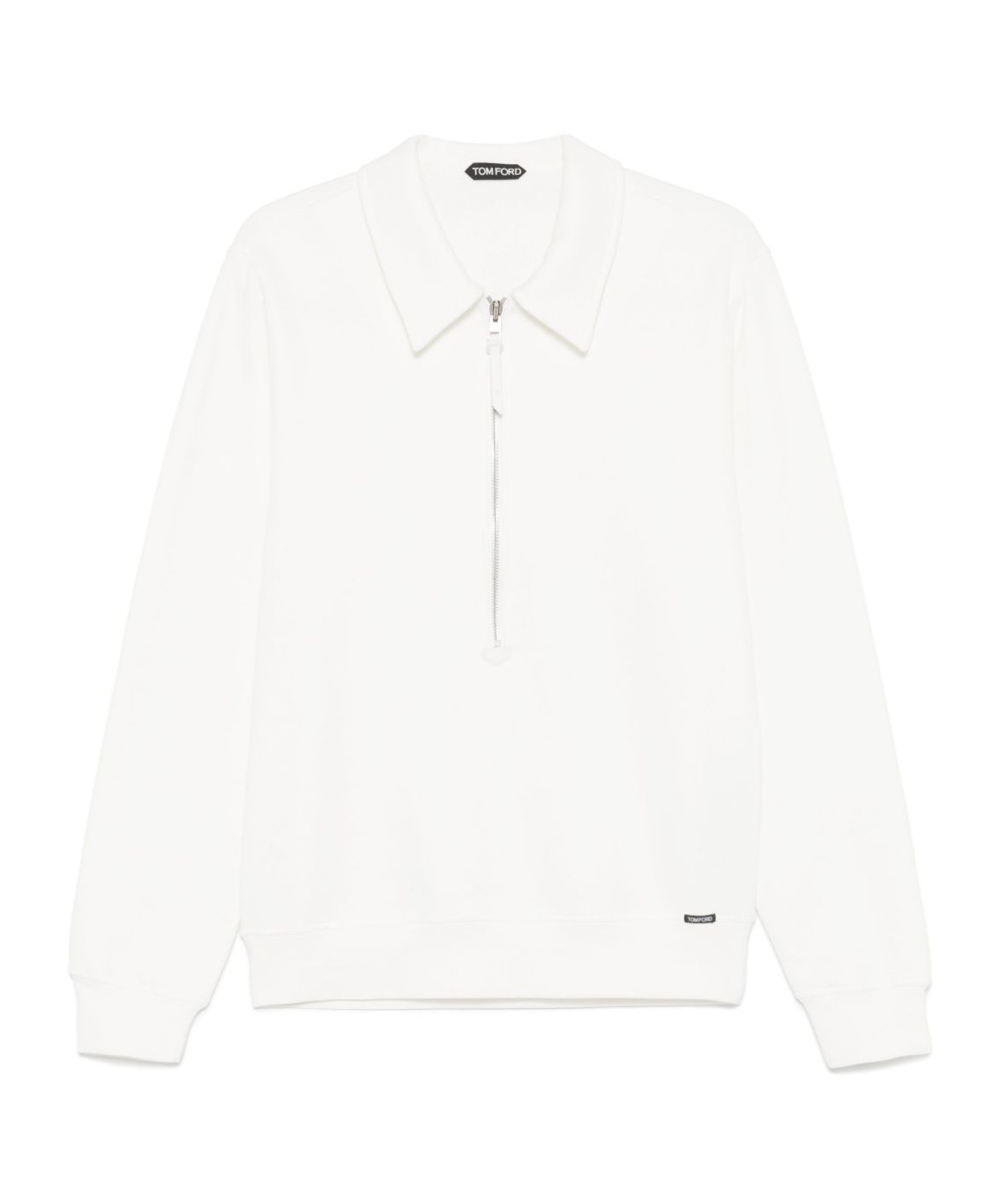 Tom Ford Structured Collar Sweater With Textured Edges In White