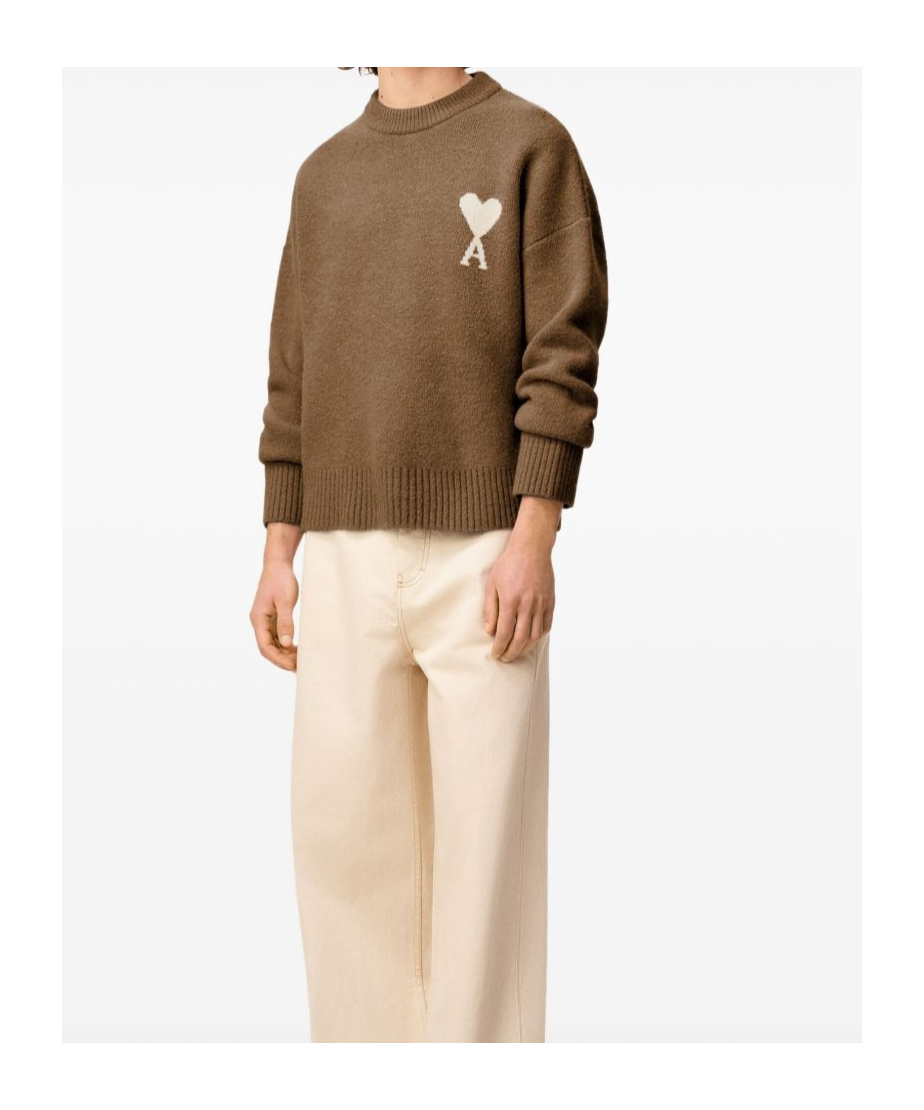 Ami Alexandre Mattiussi Long Sleeve Sweater In Brown