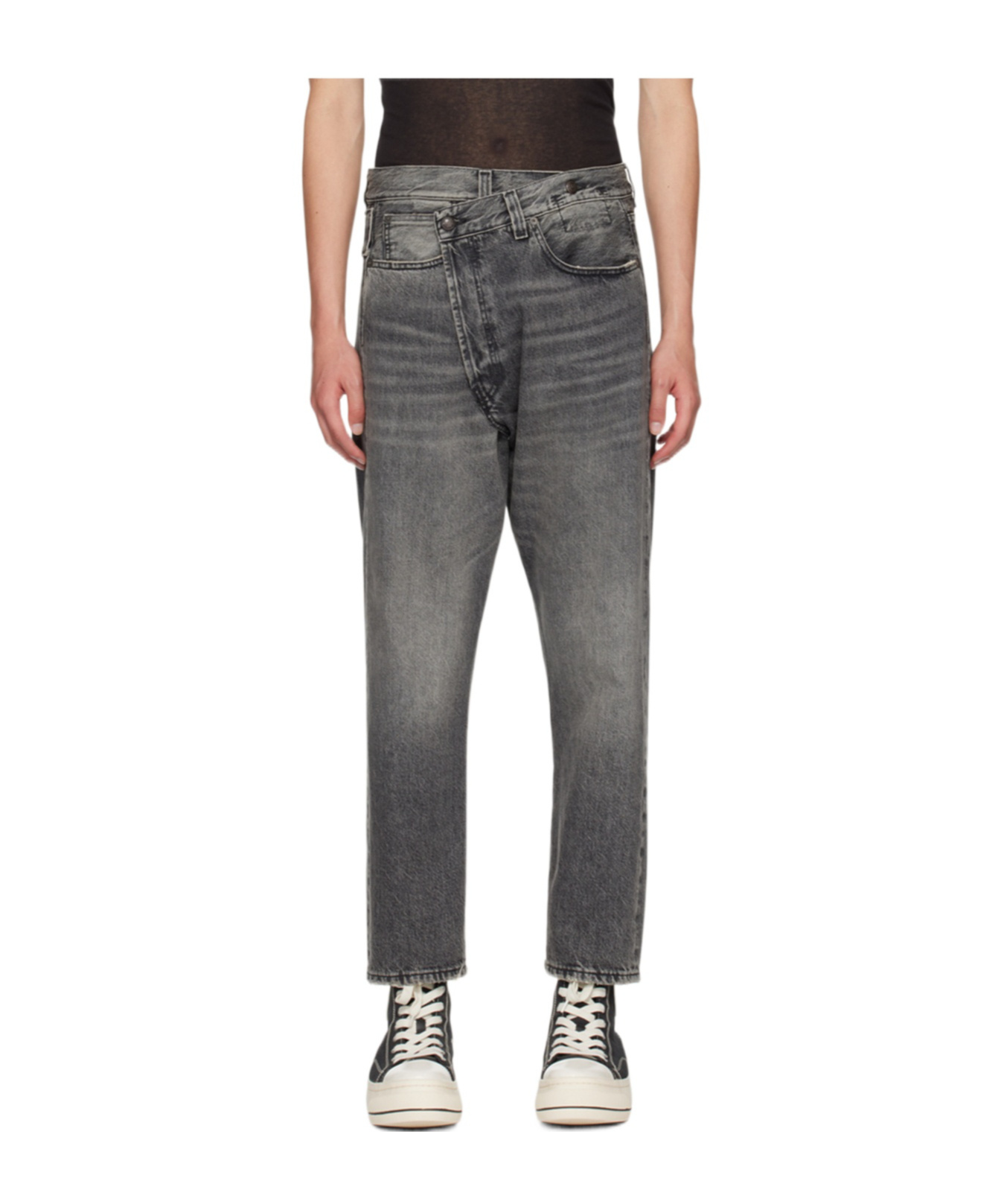 R13 Ssense Exclusive Gray Crossover Jeans In Gray