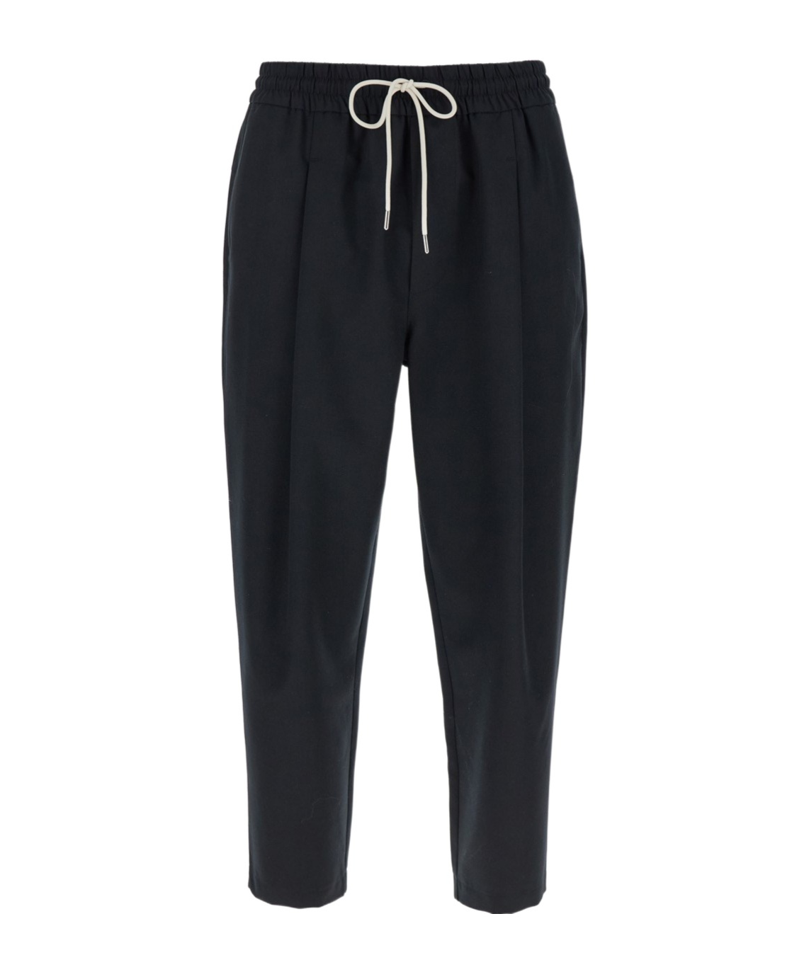 Drôle De Monsieur Cropped Trousers Elastic Waistband Pockets In Black