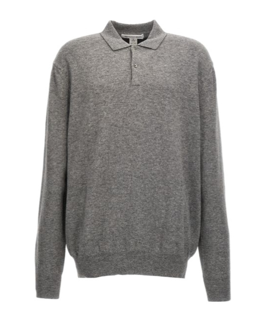 Comme Des Garçons Comme Des Gar�ons Shirt Long-sleeved Knitted Polo Shirt In Gray