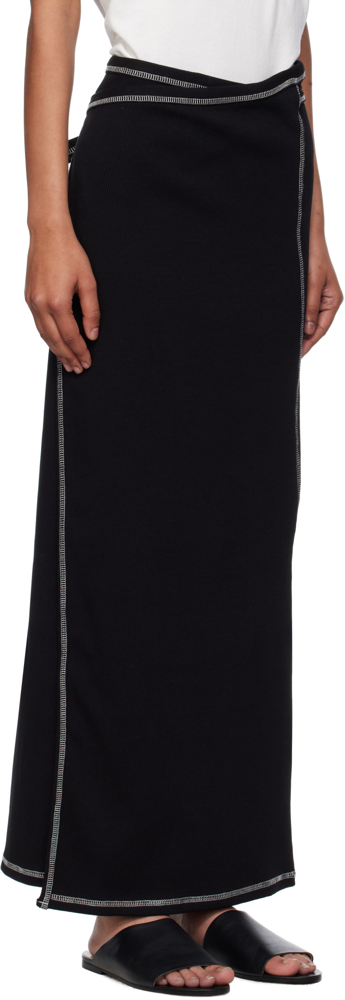 Baserange Elastic Waist Skirt In Black