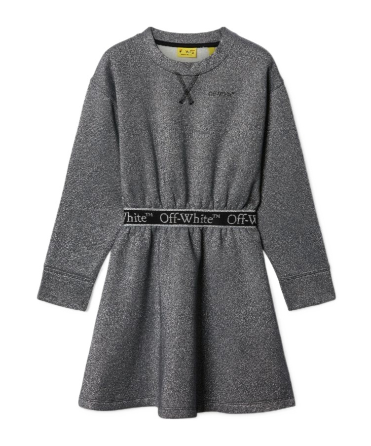 Off-white Bookish Logo Band Metallic Dress In Gray