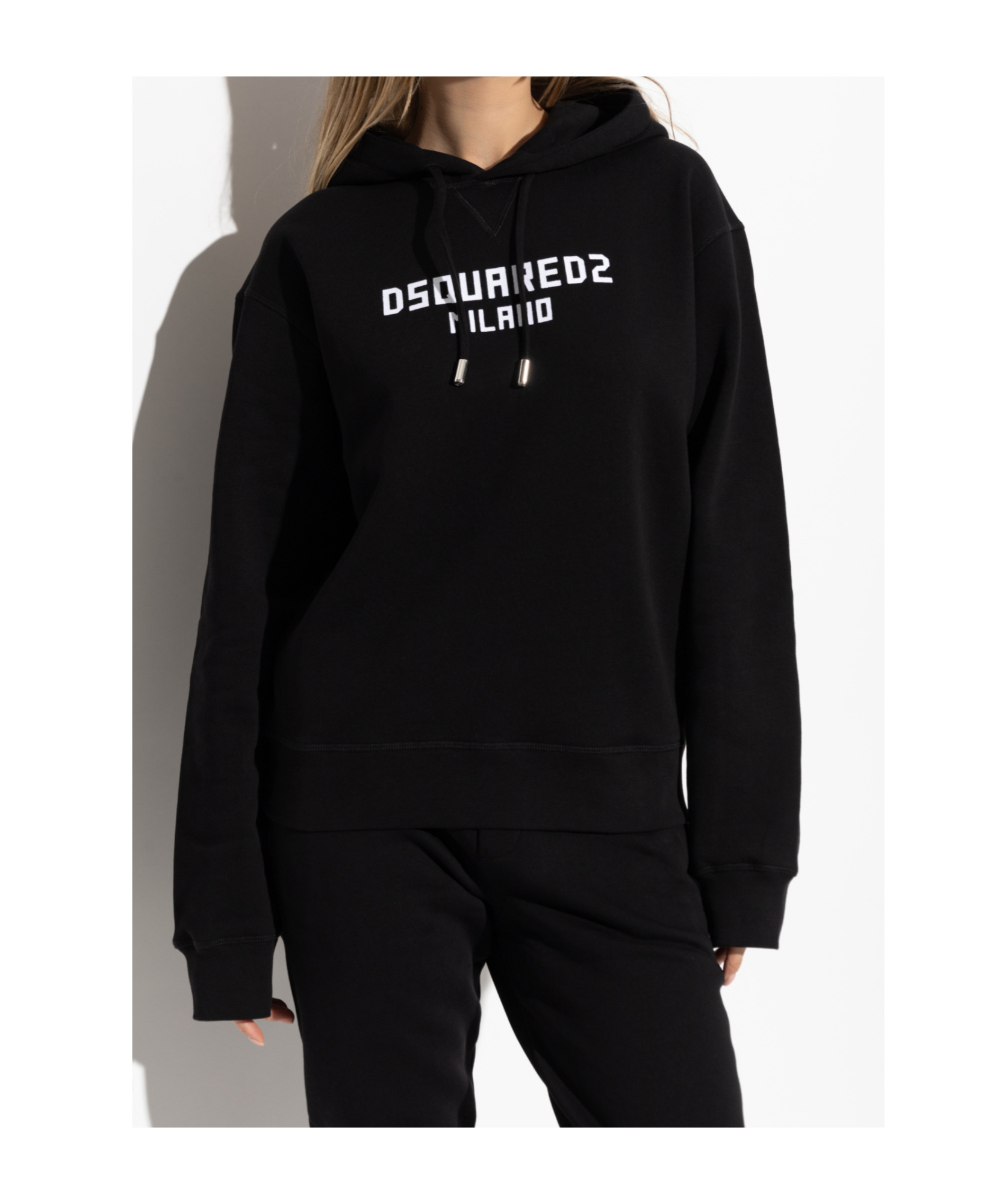 Dsquared2 Logo Printed Drawstring Hoodie In Black