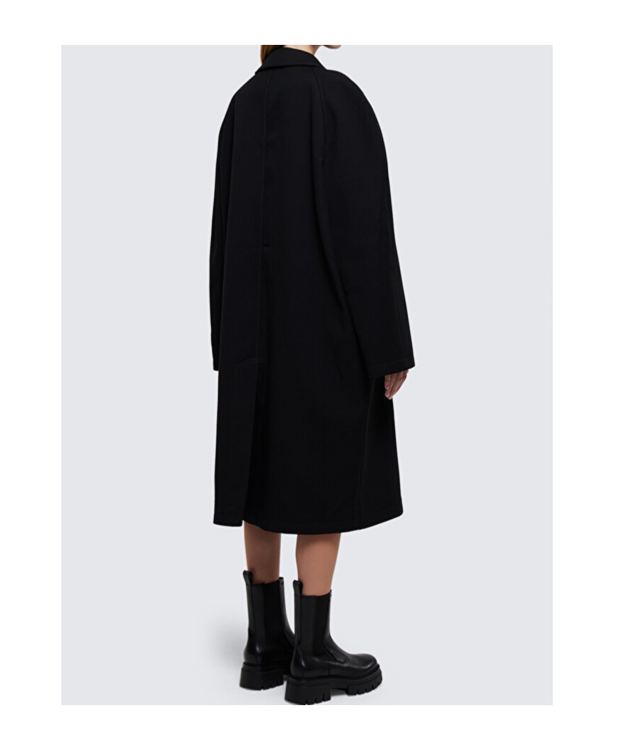 Lemaire Cotton-wool Single Breasted Coat In Black